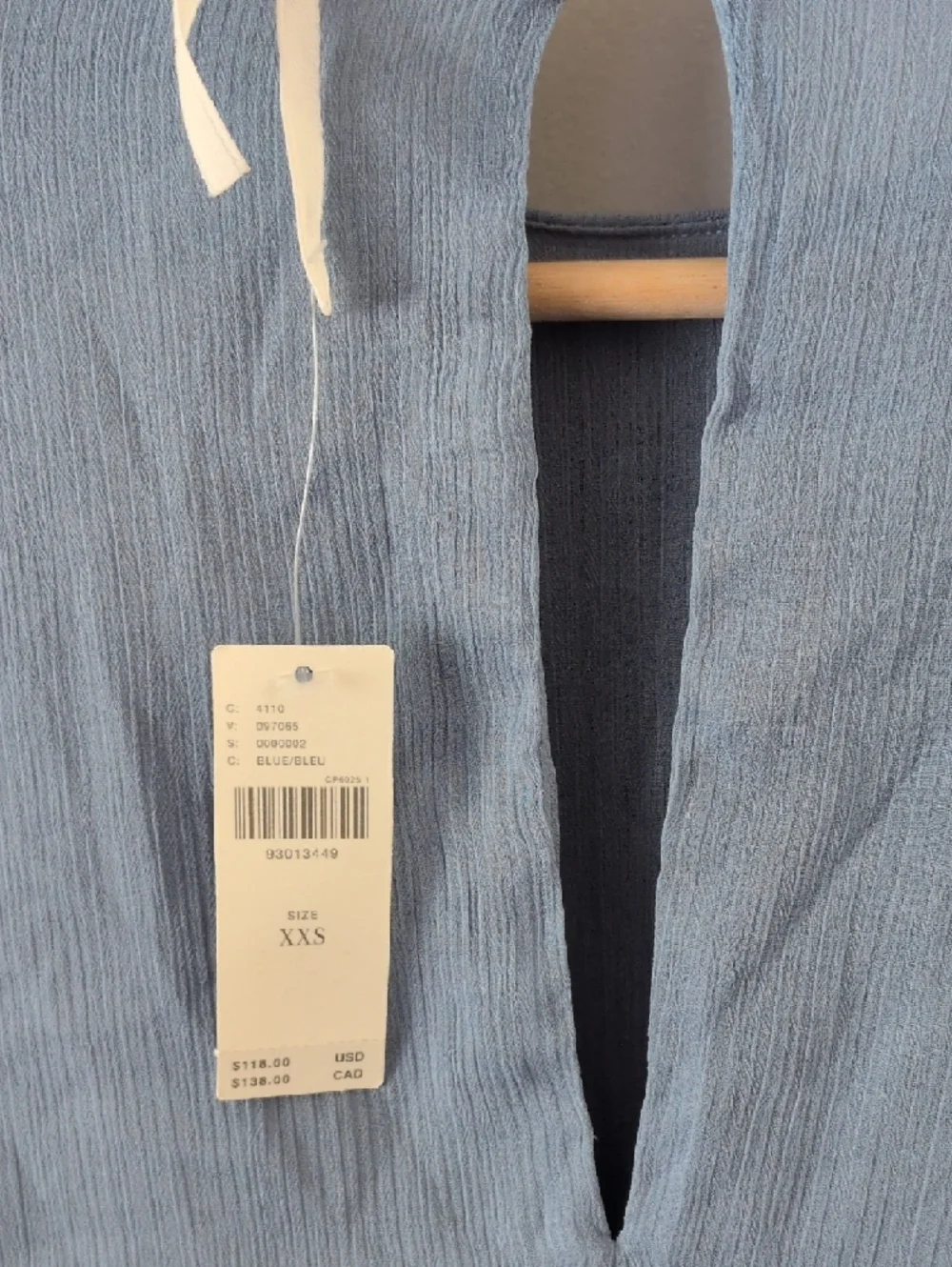 ANTHROPOLOGIE - Light Blue Ruffle Drawstring Blouse - Picture 8 of 8